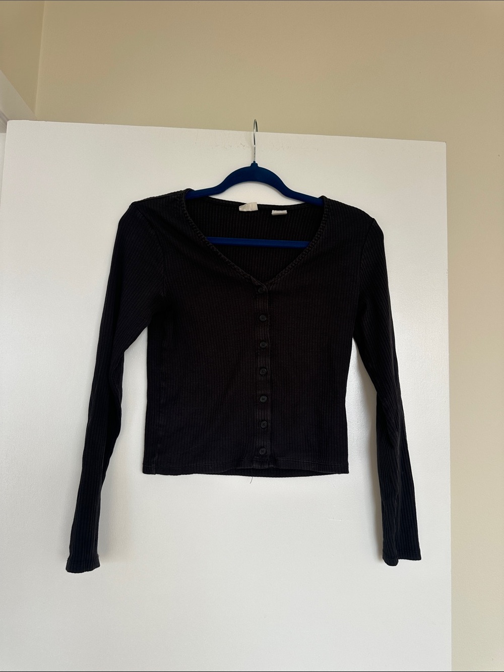 Levi's Black Ribbed Button-Up Long Sleeve Top
